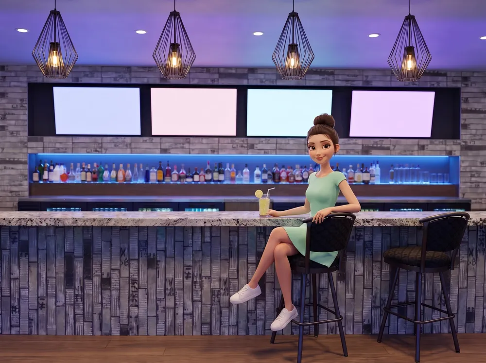 Woman with lemonade at the Rivers Casino bar