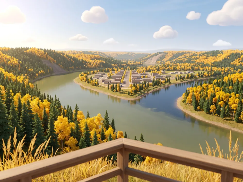 Two rivers meeting below a wooded lookout